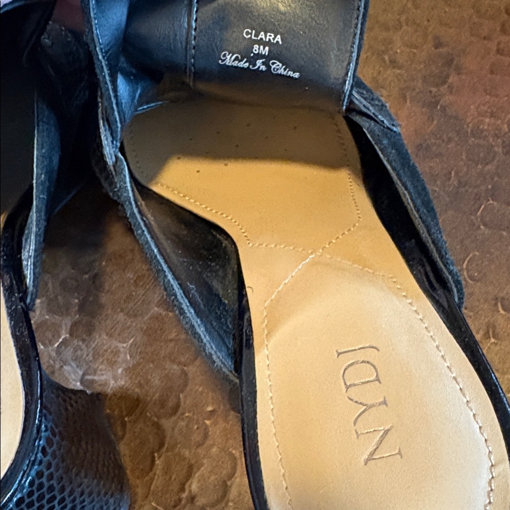 NYDJ Clara Suede Heeled Penny Mules in black/ Size 8M - Picture 6 of 6